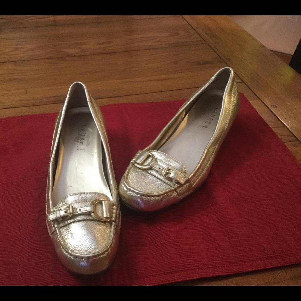 Ralph Lauren Gold Leather Loafer EUC